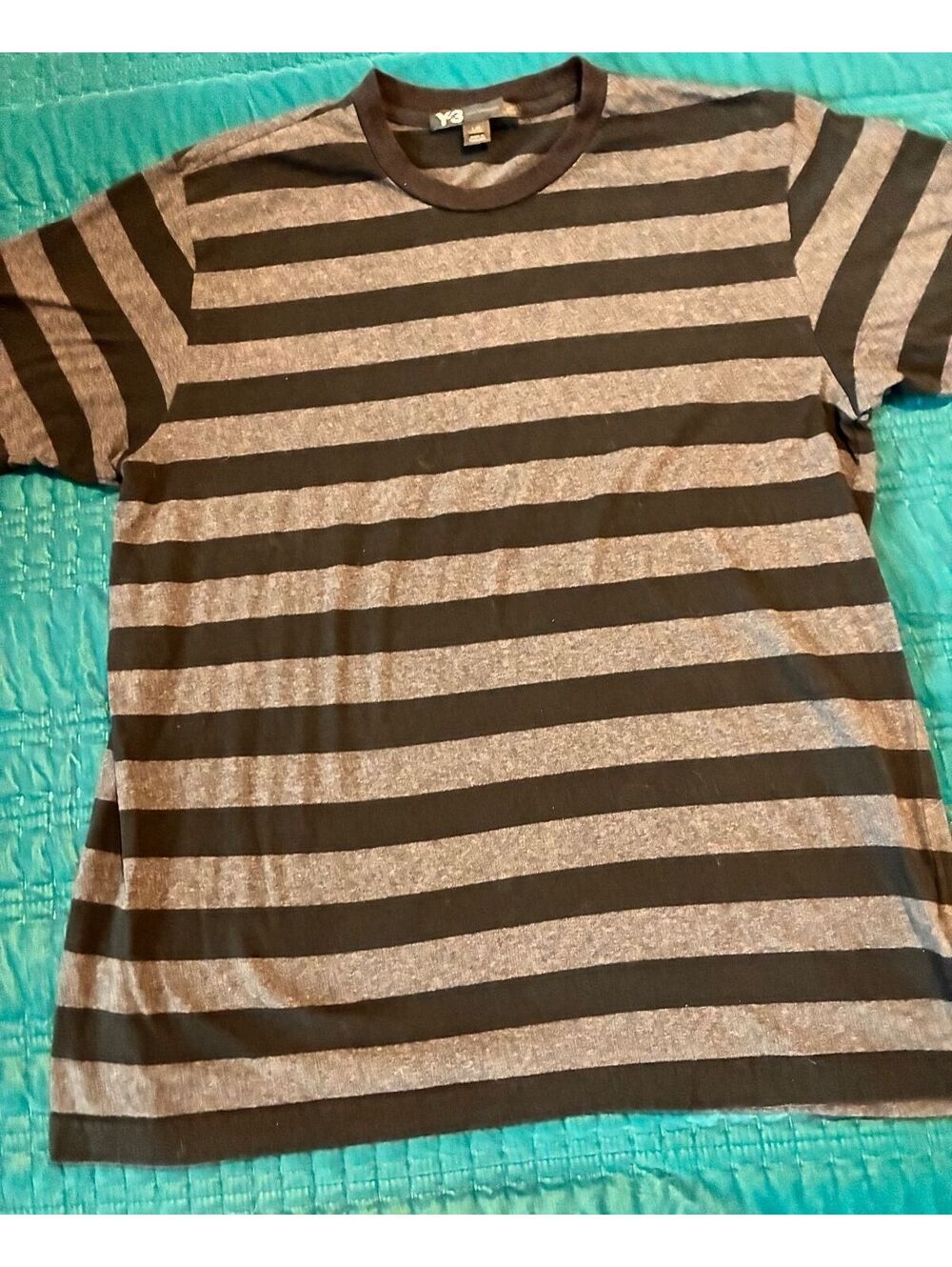 Y-3 Yohji Yamamoto Striped Cotton T-Shirt Large